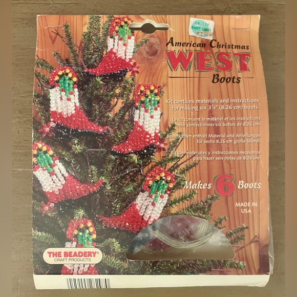 Vintage The Beadery Christmas American Western Boot Ornament Craft Kit 1993 West - Picture 1 of 5